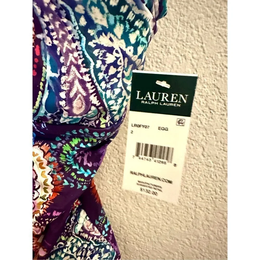 NWT Lauren Ralph Lauren Captiva Paisley One-Piece swimsuit. Size 2